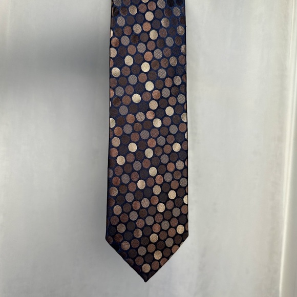 Men’s Silk Tie Haines & Bonner of London Handmade Brown Polka Dot - Picture 14 of 14